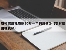 农村信用社贷款30万一年利息多少（农村信用社贷款）