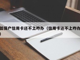 低保户信用卡还不上咋办（信用卡还不上咋办）